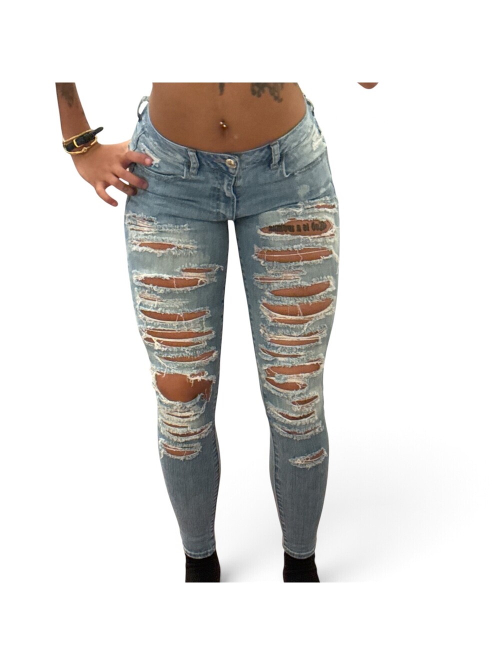 American Eagle Hi-Rise Jegging Light Wash Distressed Skinny Jeans Sz 6